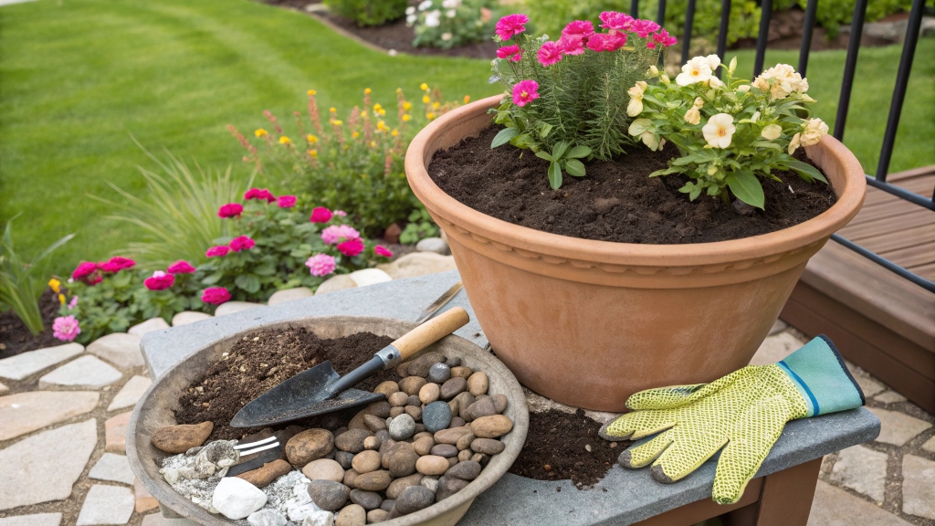 What do you put in a large decorative pot