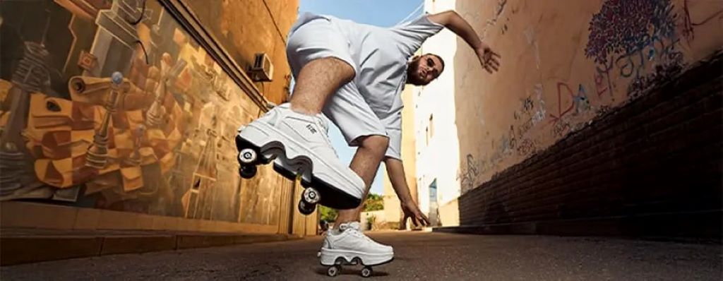 A pair of trendy roller skate shoes showcasing balance between fashion and function