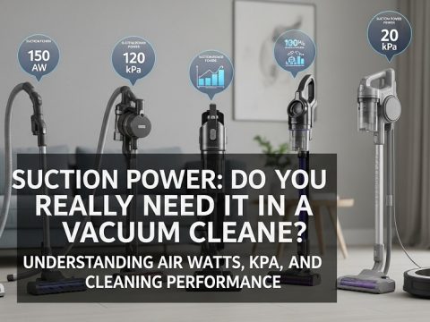 Diagram showing how air watts measure vacuum suction power