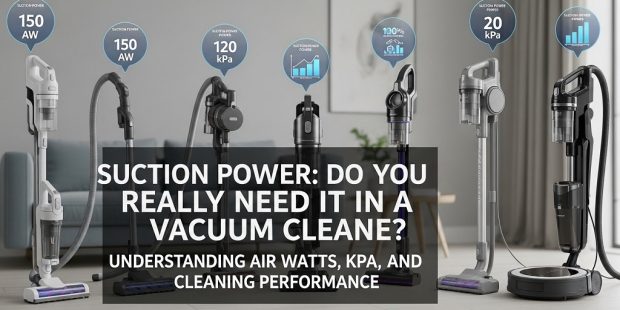 Diagram showing how air watts measure vacuum suction power