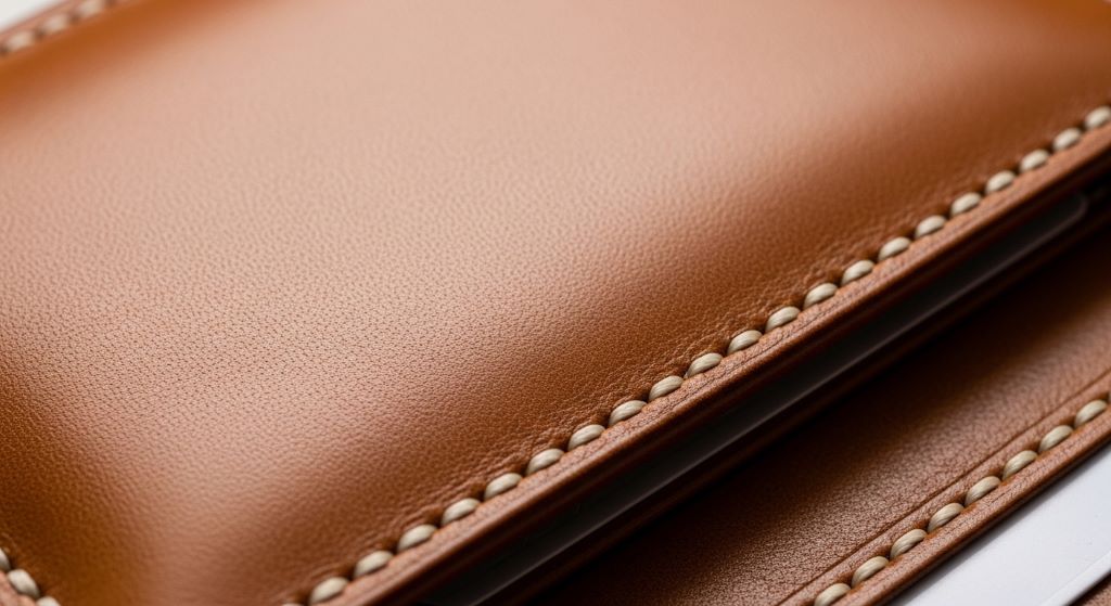 High-quality leather wallet showcasing fine stitching and texture