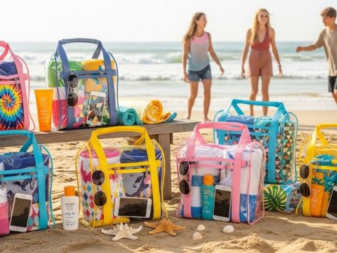 teen carrying waterproof beach bag on summer beach trip