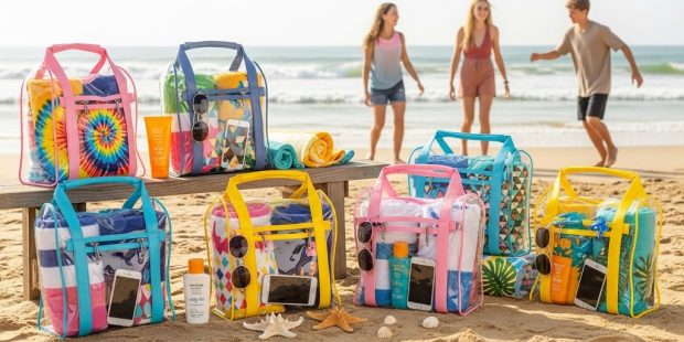 teen carrying waterproof beach bag on summer beach trip