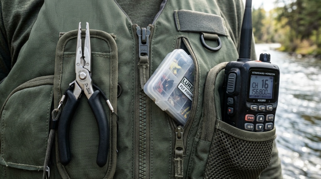 Comfortable high-back fishing life jacket designed for kayak anglers