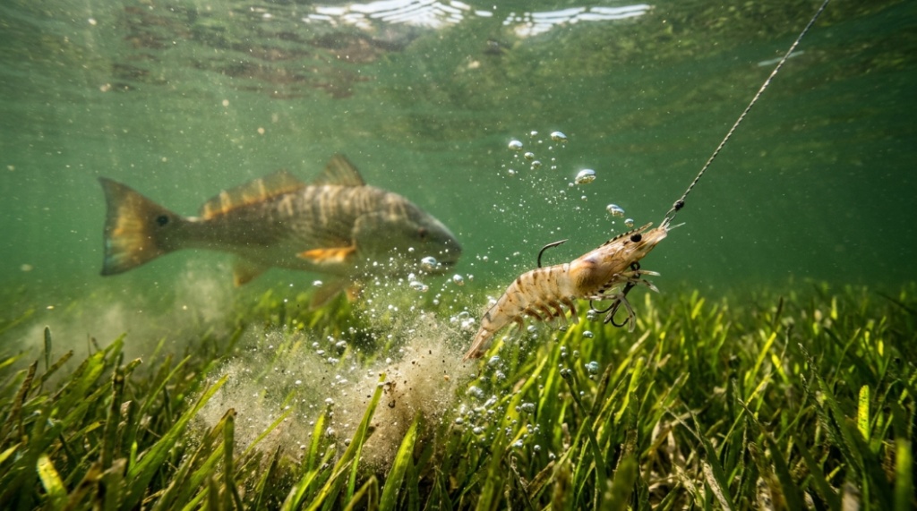comparison between artificial bait and live shrimp bait