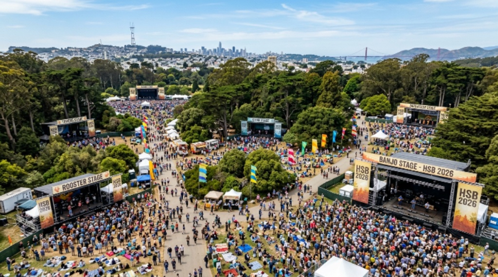 Six stages set up across Golden Gate Park for Hardly Strictly Bluegrass 2026 festival