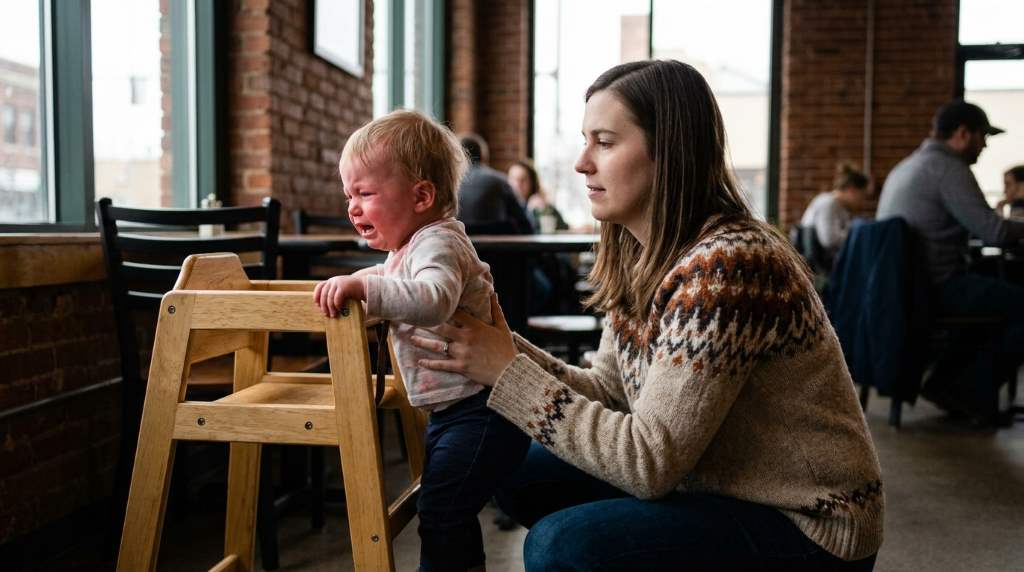 Family using positive parenting techniques during tantrum