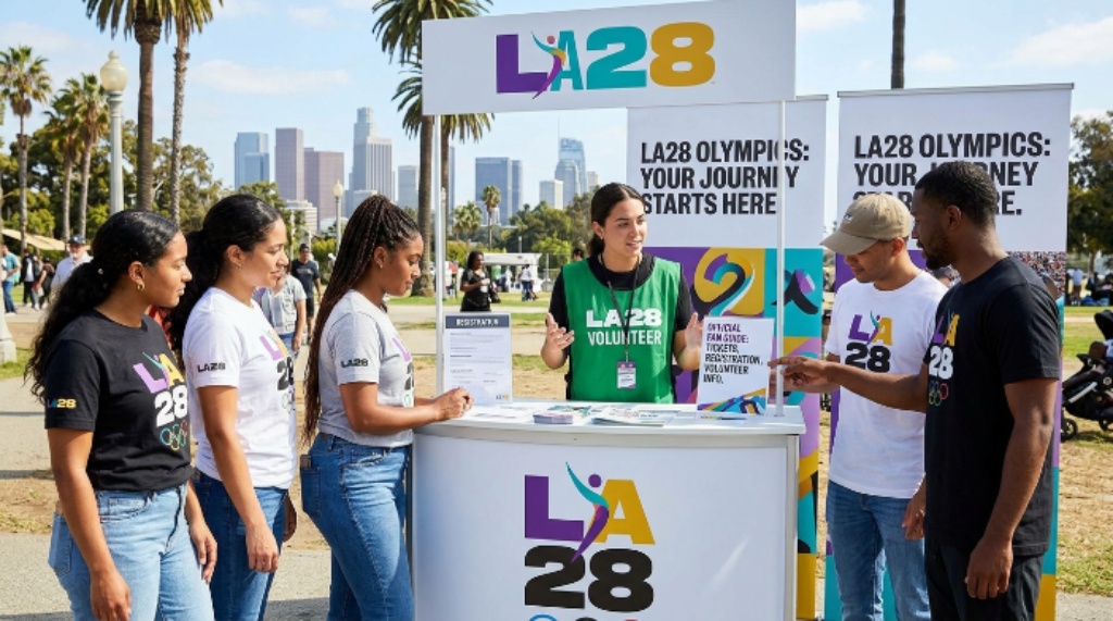 Fans preparing for the LA28 Olympics with official ticket, registration, and volunteer information