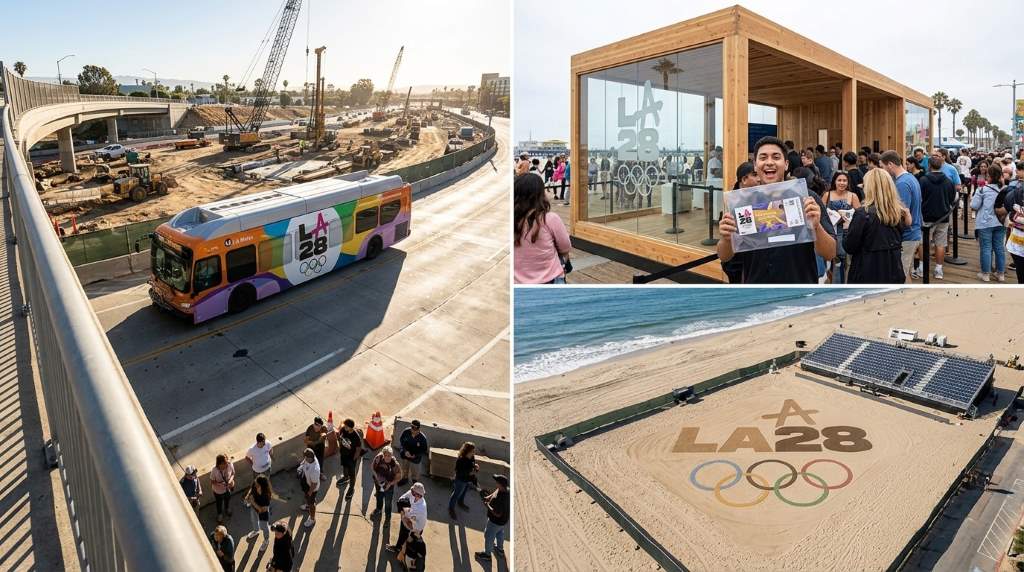 LA28 hospitality package beach volleyball Alamitos Beach fan experience