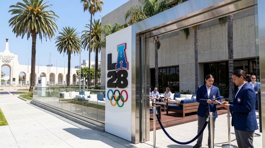 Premium trackside seating at LA28 athletics venue during Olympic competition
