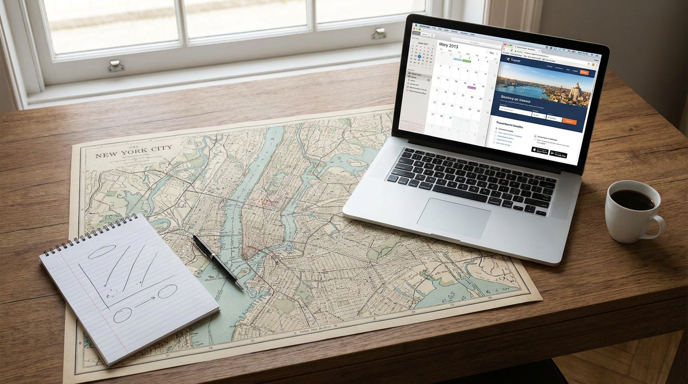 Professional business hotel room with workspace and city views