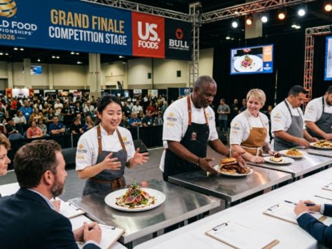 Competitors presenting their dishes at the World Food Championships 2026 competition stage