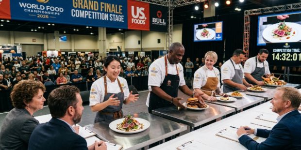 Competitors presenting their dishes at the World Food Championships 2026 competition stage